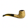 CACHIMBO SEMI-CURVO COMPACTO – MADEIRA CLARA ENVELHECIDA COM PITEIRA ACRÍLICA AMBAR