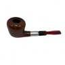 CACHIMBO SEMI-CURVO – MADEIRA MARROM POLIDA COM PITEIRA ACRÍLICA VERMELHA
