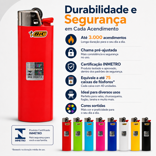 Isqueiro BIC Maxi Grande (Escolha a Cor)